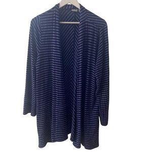 Chicos x energy long sleeve cardigan striped ribbed size 12/14